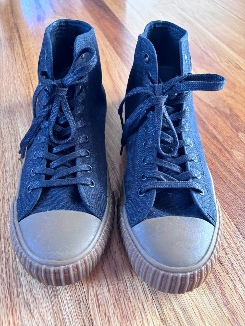 P.F. Flyers The Center High-Top Sneaker in Black Canvas & Gum Men’s 10 Comfort - Picture 3 of 8